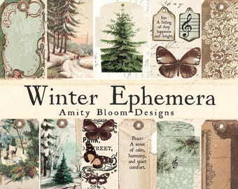 Winter Ephemera | Decorative Vintage Ephemera & Envelope Kit