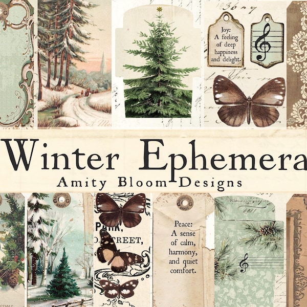 Winter Ephemera | Decorative Vintage Ephemera & Envelope Kit