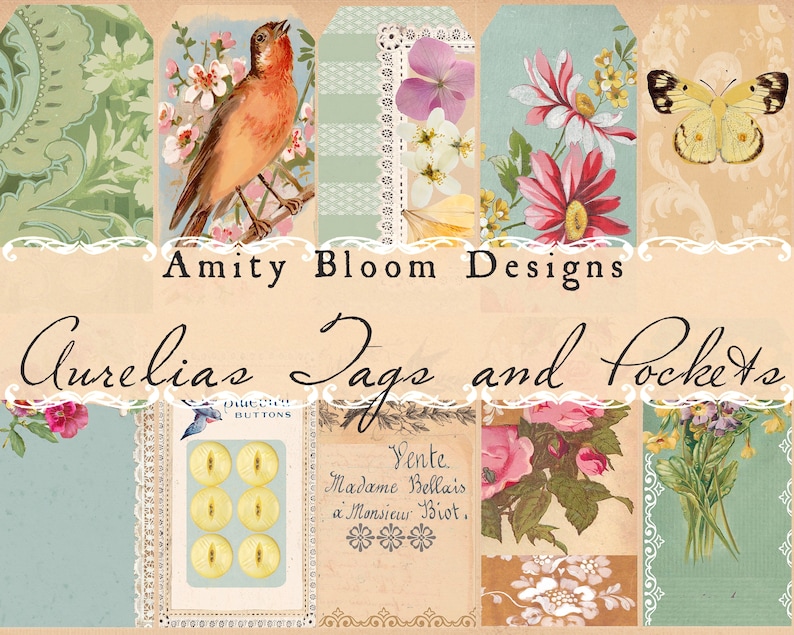 Aurelia's Tags & Pockets | Collaged Tags and Pockets | Vintage Ephemera ...