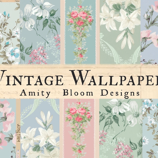 Vintage Pastel Wallpaper Kit | Decorative Antique Papers | Floral Paper