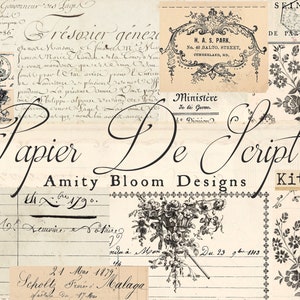 Papier-de-script | Antieke Franse documenten | Vintage papierpakket 1
