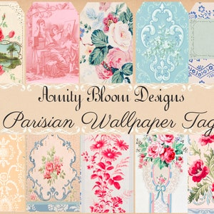 Pariser Wallpaper Tags | Antike Tapete Tags | 30 Vintage Papieranhänger