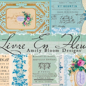 Livre En Fleur French Concept Journaling Kit | | Papiers Décoratifs vintage | Couverture de livre et éphémères en français