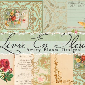 Livre En Fleur French Concept Journaling Kit | | Papiers Décoratifs vintage | Couverture de livre et éphémères en français