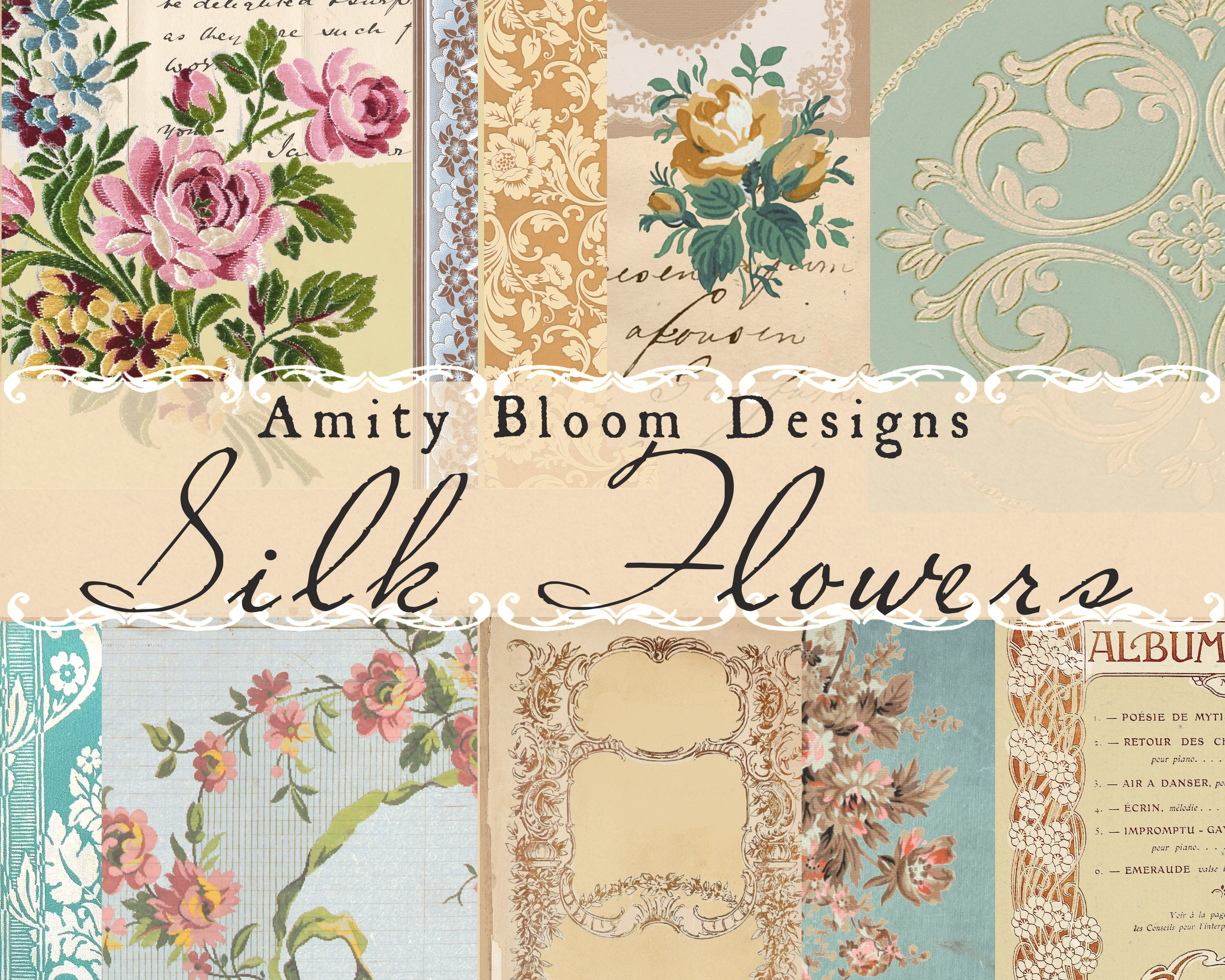 Silk Flowers | Decorative Antique Papers | Vintage Paper Kit - Etsy