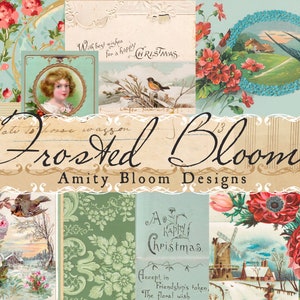 Frosted Blüte | Dekoratives Antikpapier | Vintage Papier Kit