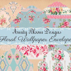 Envelopes de papel de parede floral | Envelopes antigos | Envelopes florais vintage