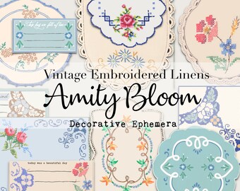Vintage Embroidered Linens & Cards | Digital Ephemera