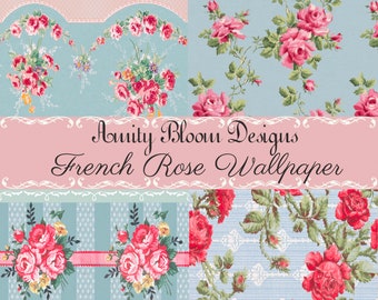 French Rose Wallpaper | Antique Wallpaper | Vintage Paper