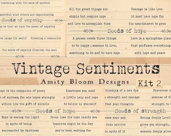 Vintage Journal Sentiments & Phrases | Seeds of Hope, Empathy, and Strength | Digital Download