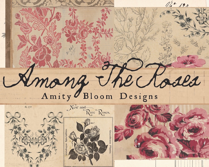 Among the Roses | Vintage Decorative Paper & Journal Artist Kit - Etsy