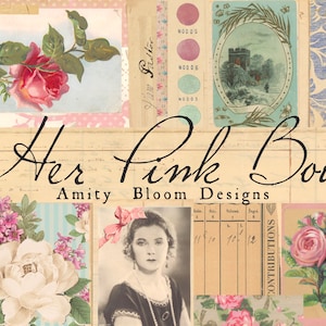 Ihre rosa Schleife | Vintage Dekorpapier | Künstler Journal Kit