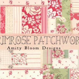Papier matelassé patchwork primevère |  Kit de papier décoratif à couture lente | Papier vintage