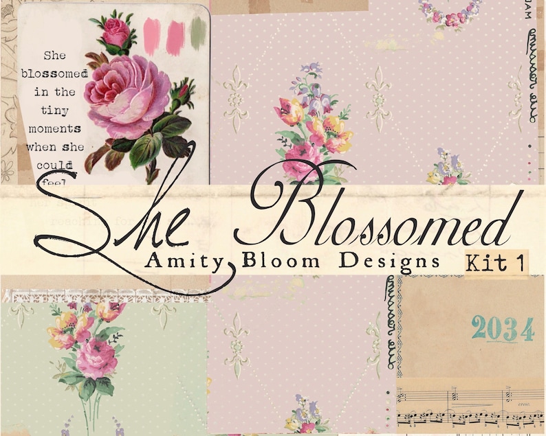 She Blossomed | Vintage Decorative Poetry Paper & Journal Artist Kit - Etsy