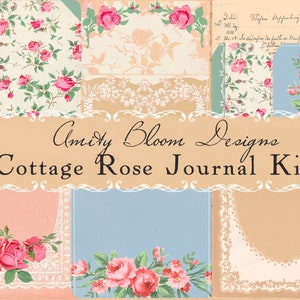 Cottage Rose Journal Kit | Dekorative Vintage Papiere | Buchhülle & Ephemera