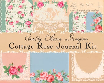 Cottage Rose Journal Kit | Decorative Vintage Papers | Book Cover & Ephemera