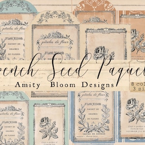 Französische Samenpaquets | Journal Dekoration | Vintage Ephemera | Samen Paket Kit