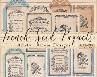 French Seed Paquets | Journal Decoration | Vintage Ephemera | Seed Packet Kit