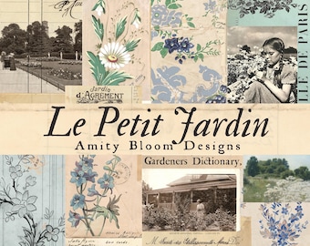 Le Petit Jardin/Carta poetica decorativa vintage e kit per diario