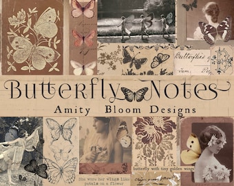 Butterfly Notes | Vintage Decorative Paper & Journal Artist Kit