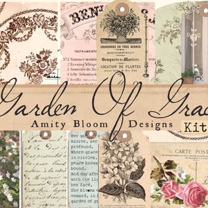 Garten der Anmut Ephemera Kit 2 | Vintage Dekorpapier | 13 Umschläge & 44 Anhänger