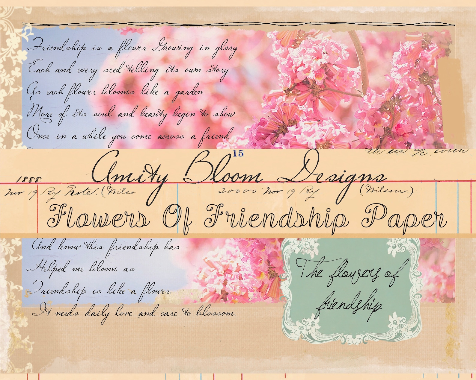 Flowers of Friendship Decorative Vintage Paper Etsy