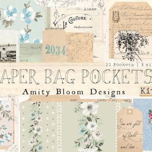 Vintage Paper Bag Pockets | 21 Pockets 3 Sizes | Journal Ephemera Kit 1