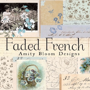 Faded French |  Vintage Decorative Paper Kit | Background Papers