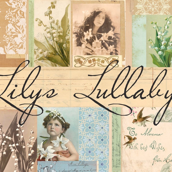 Lily's Lullaby |  Artist Journal Inspiration Kit | Vintage Decorative Paper