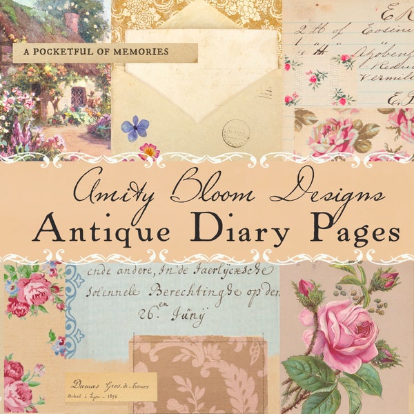 Kit de journalisation Antique Diary Concept | Papiers Décoratifs vintage | journal vintage