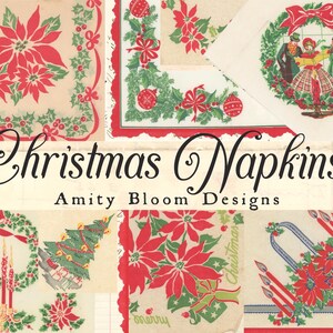 Weihnachten Vintage Papierservietten |  Dekoratives Papier & Ephemera Kit | Über 20+ Vintage Servietten