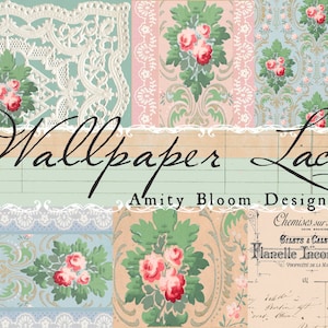 Papel Pintado Encaje / Papeles Antiguos Decorativos / Florales Pastel