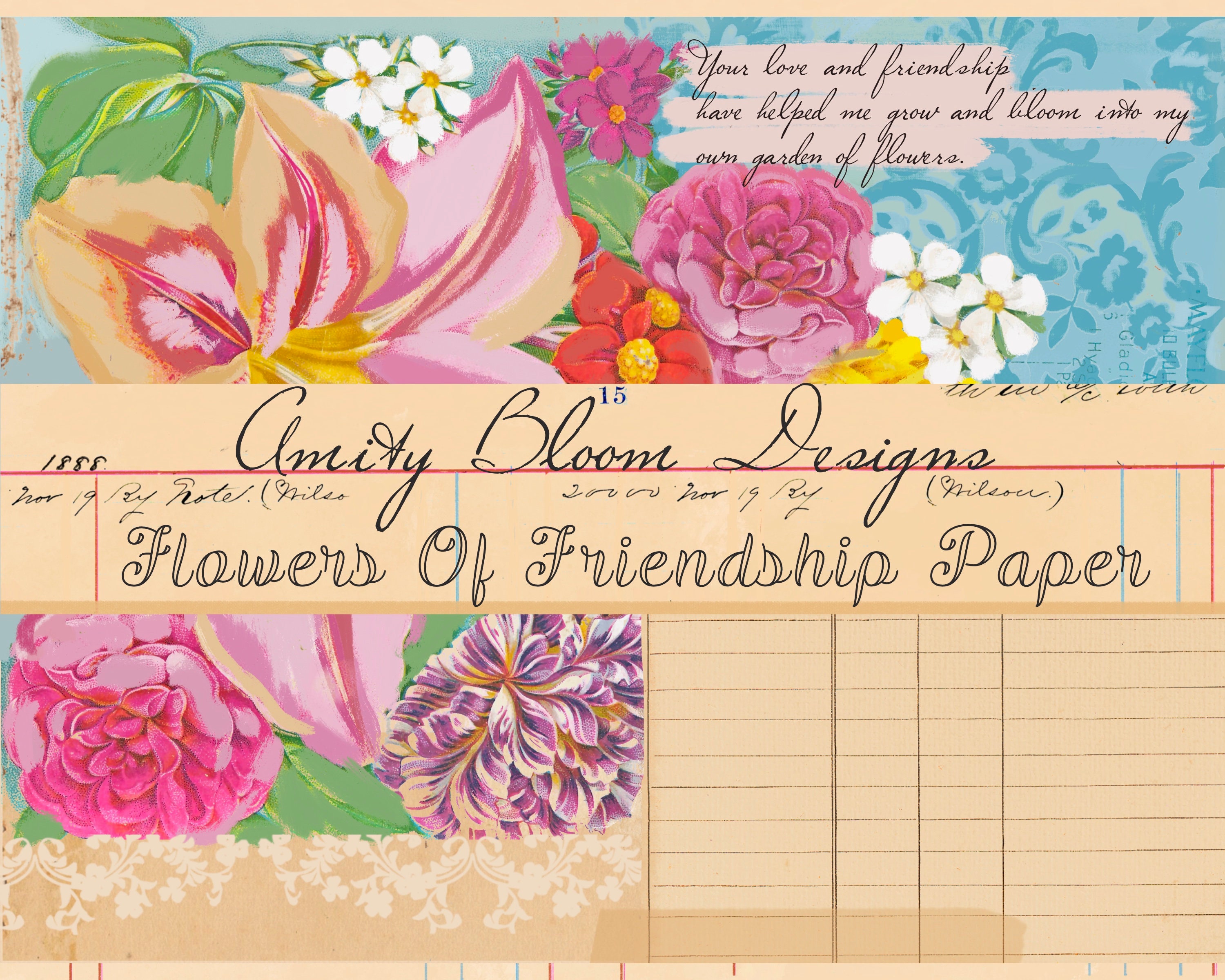 Flowers of Friendship Decorative Vintage Paper Etsy