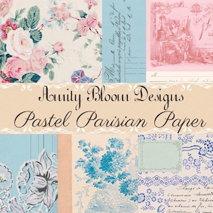 Papel parisino pastel / Papel pintado / Papel vintage floral