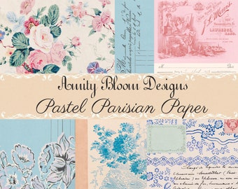 Pastel Parisian Paper | Wallpaper | Floral Vintage Paper