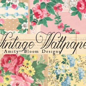 Vintage Blumen Tapete | Dekoratives Antikpapier