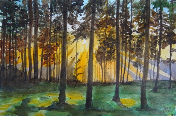 Magical Forest Watercolour Painting Etsy Magical Forest Watercolour Painting Etsy