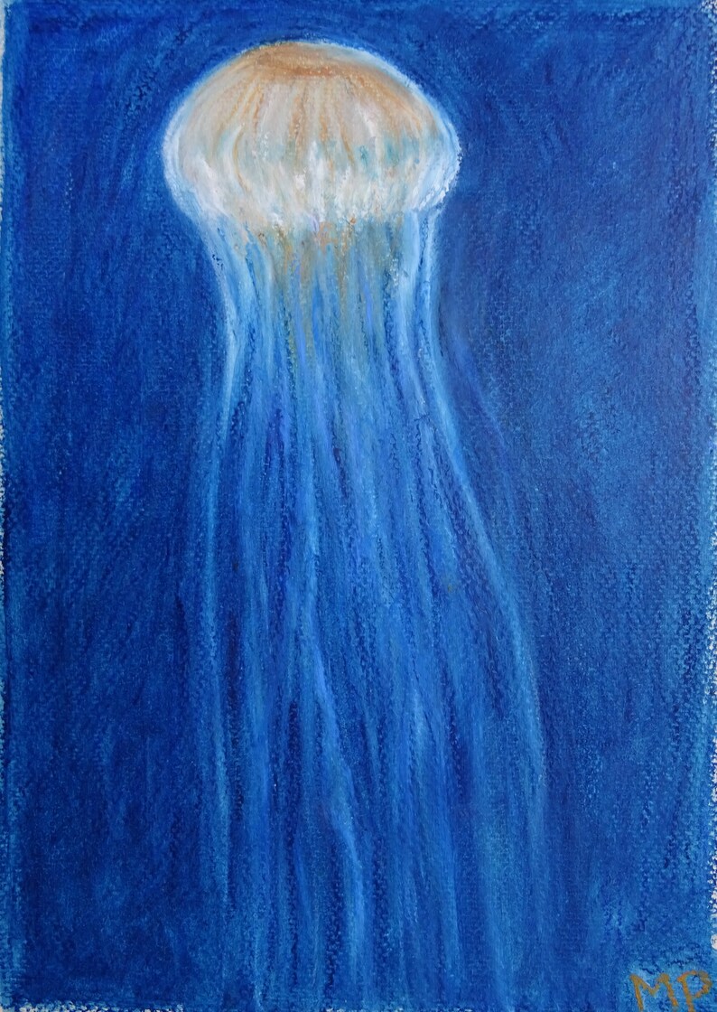 Jellyfish Oil Pastel Painting Etsy UK