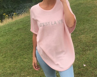 C'est La Vie Pink Cashmere Cotton Poncho Knitwear