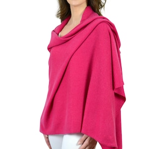 Fuchsia Pink 100% Pure Cashmere Travel Wrap Shawl Gift Boxed