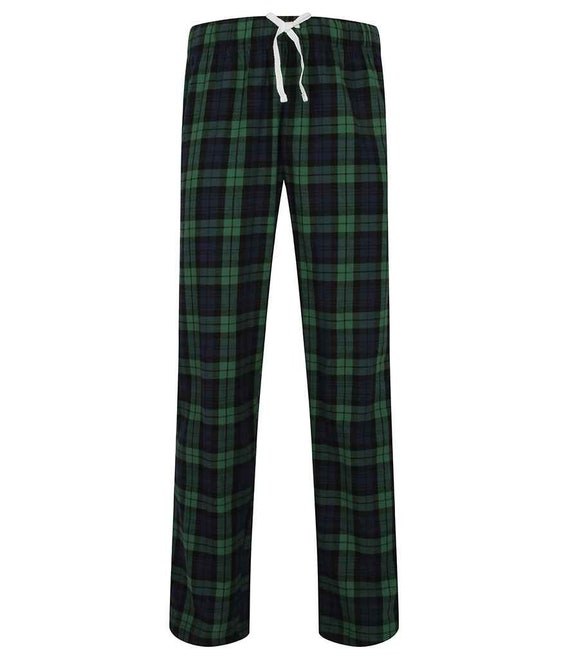 Men Cotton Flannel Tartan Check Pyjamas Bottom Lounge Pants 