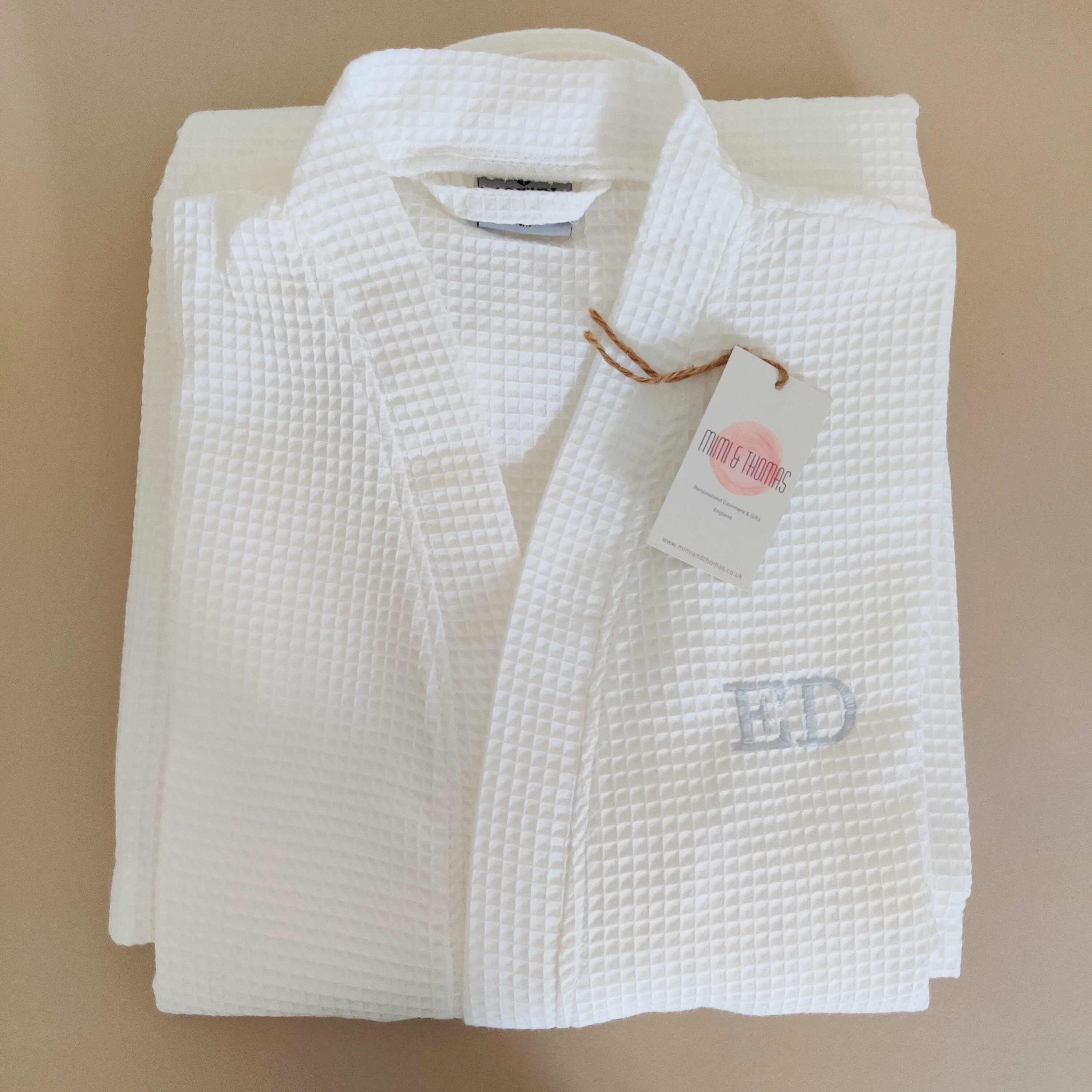 personalised white waffle dressing gowns