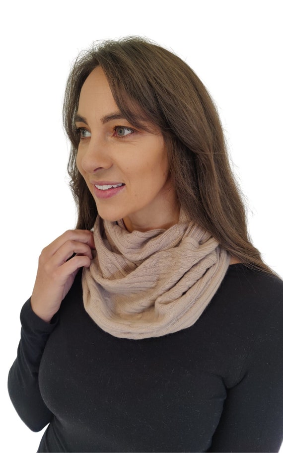 Personalised Taupe 100% Cashmere Unisex Cable Knit Snood - Etsy