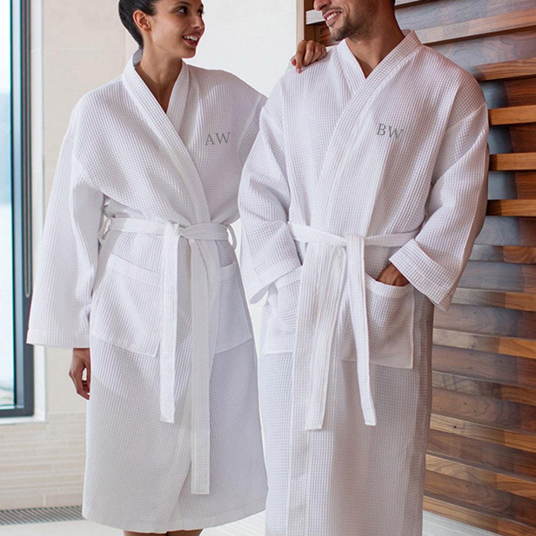 personalised white waffle dressing gowns