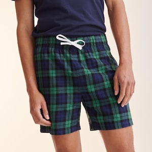 Men Cotton Flannel Tartan Check Pyjamas Bottom Lounge Shorts image 2