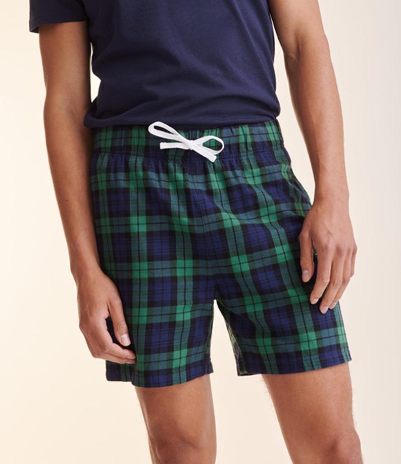 Men Cotton Flannel Tartan Check Pyjamas Bottom Lounge Shorts image 2