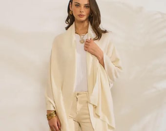 Personalised Ivory Bridal 100% Cashmere Travel Wrap Shawl Gift Boxed