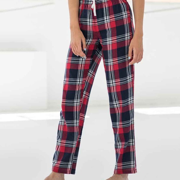 Women Cotton Flannel Tartan Check Pyjamas Bottom Lounge Pants