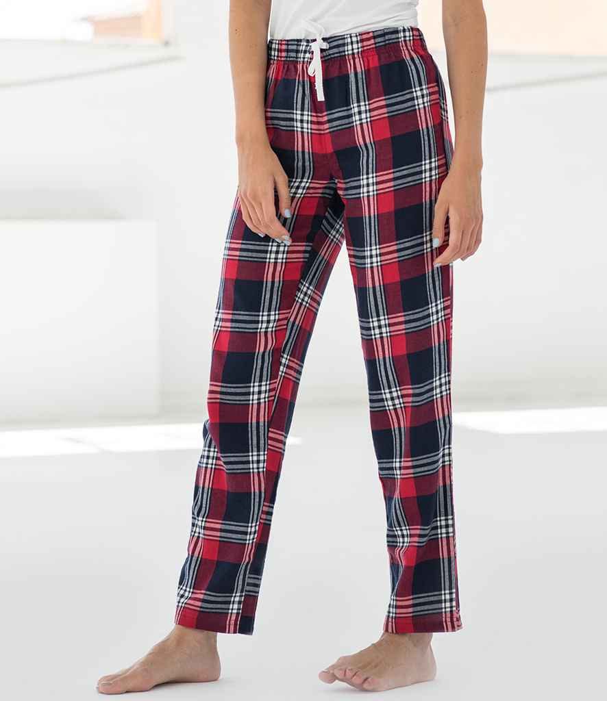 Women Cotton Flannel Tartan Check Pyjamas Bottom Lounge Pants 