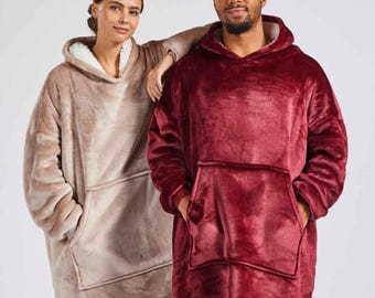 Personalizowany koc z kapturem z polaru Sherpa w dużym rozmiarze